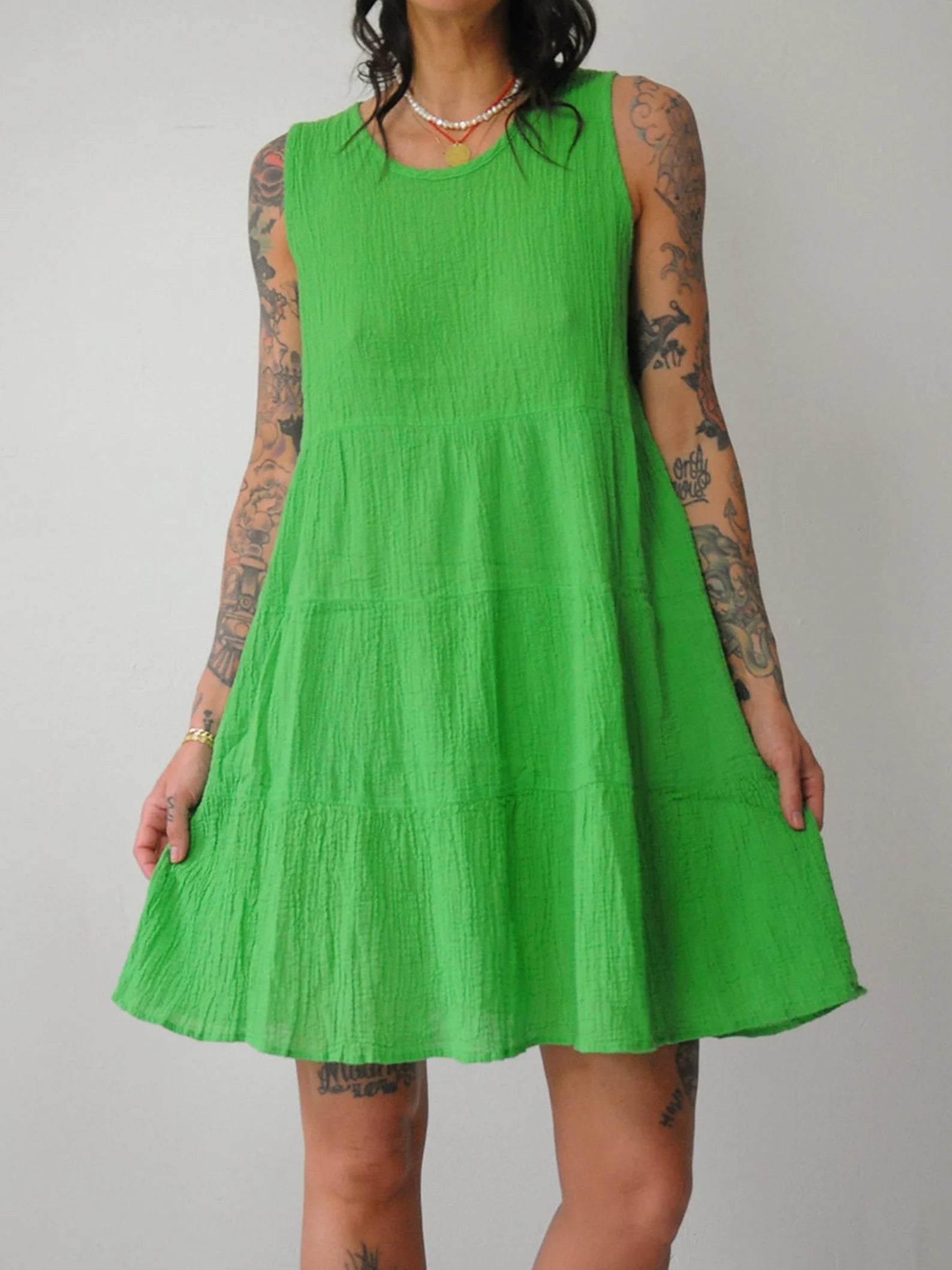 90's Lime Gauze Tent Dress