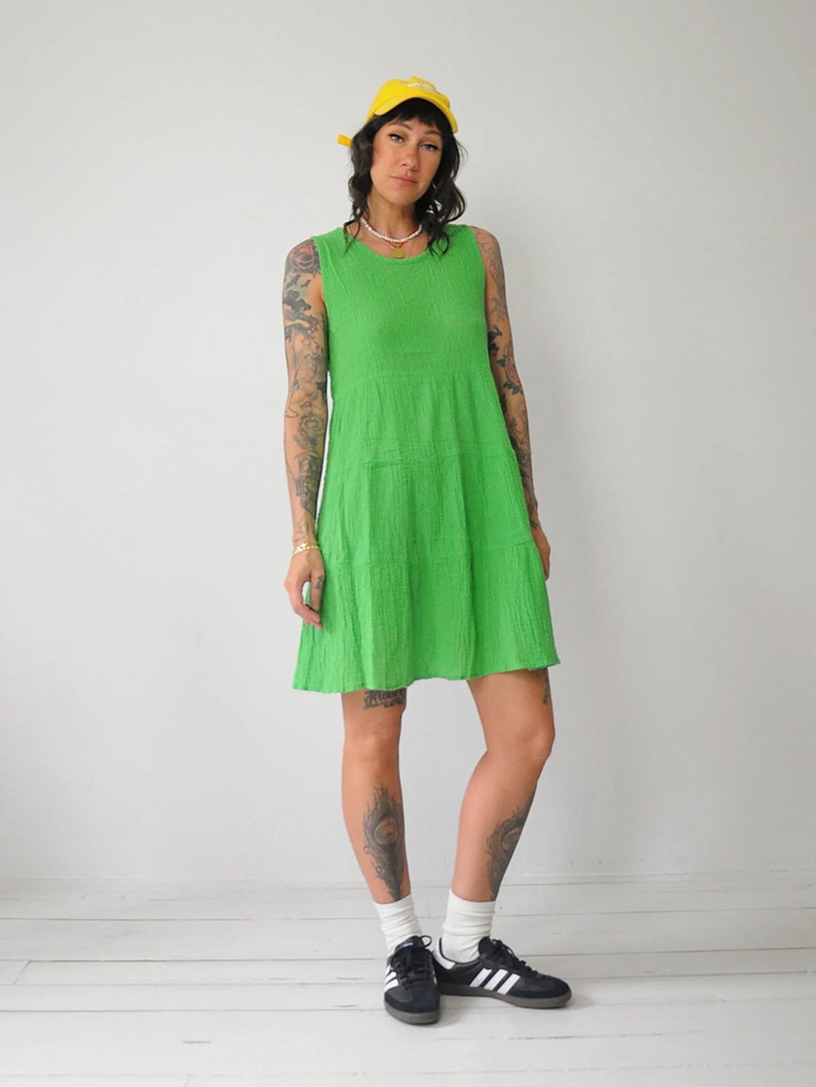 90's Lime Gauze Tent Dress