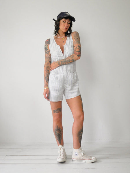 90's Striped Cotton Romper
