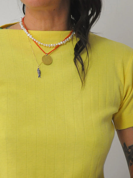 1940's Lemon Ribbed Boatneck Tee