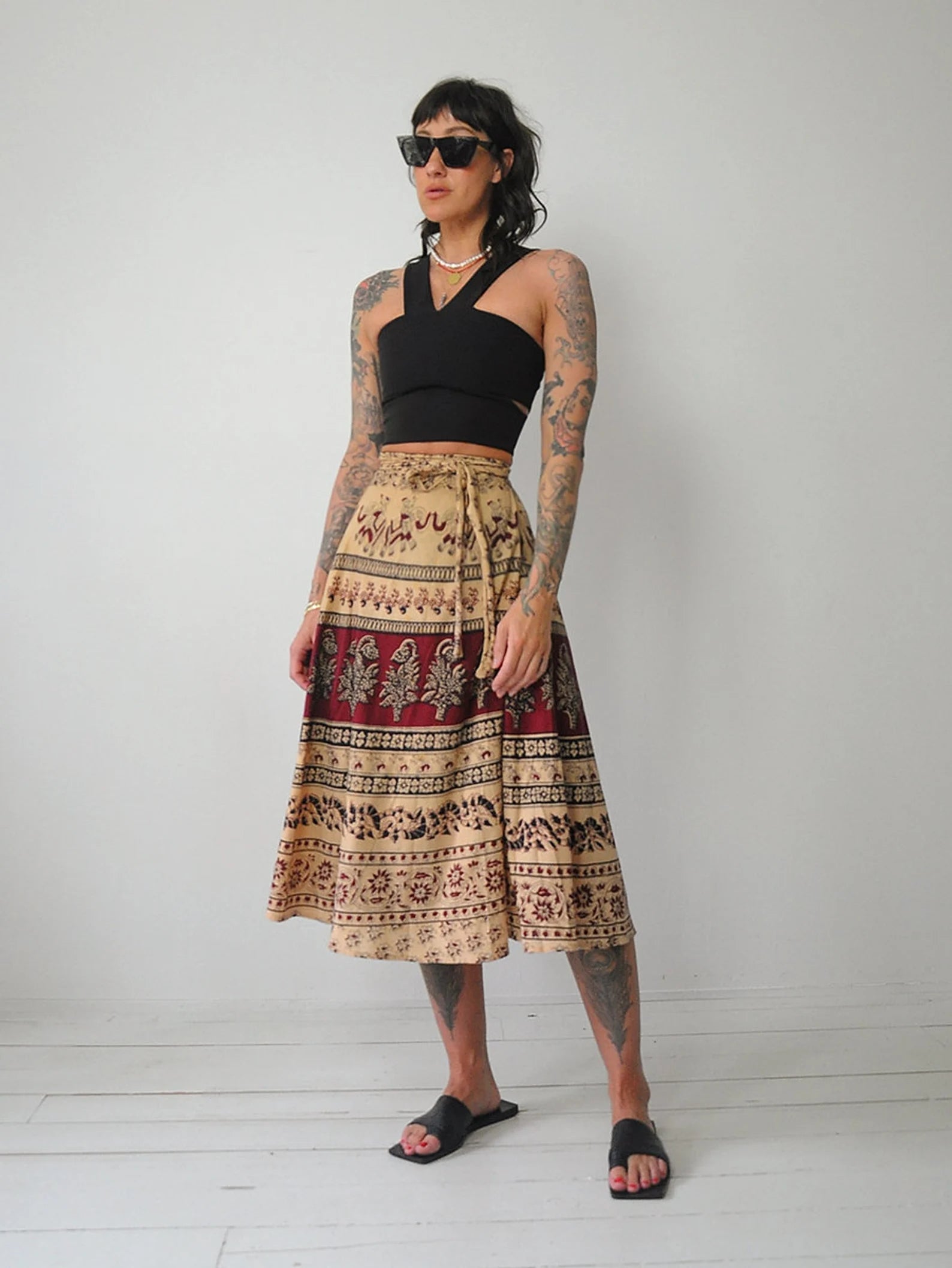 1970's Cotton Batik Wrap Skirt