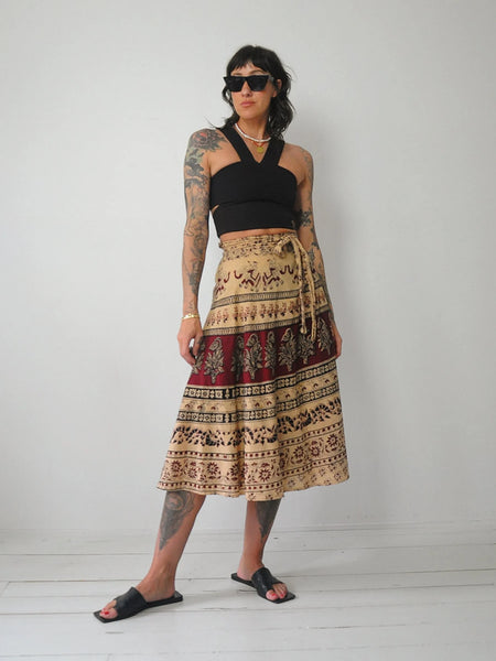 1970's Cotton Batik Wrap Skirt