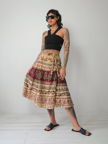 1970's Cotton Batik Wrap Skirt