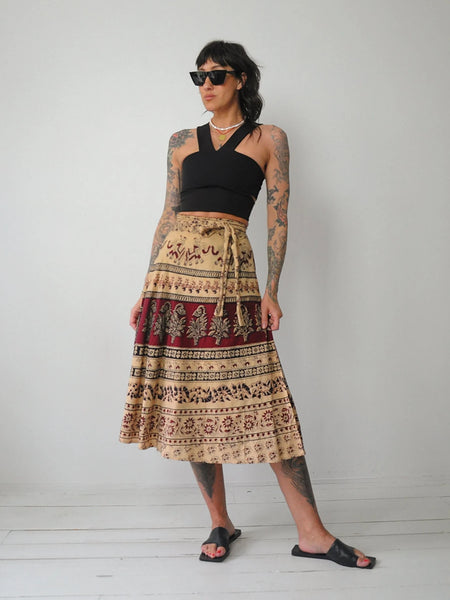 1970's Cotton Batik Wrap Skirt
