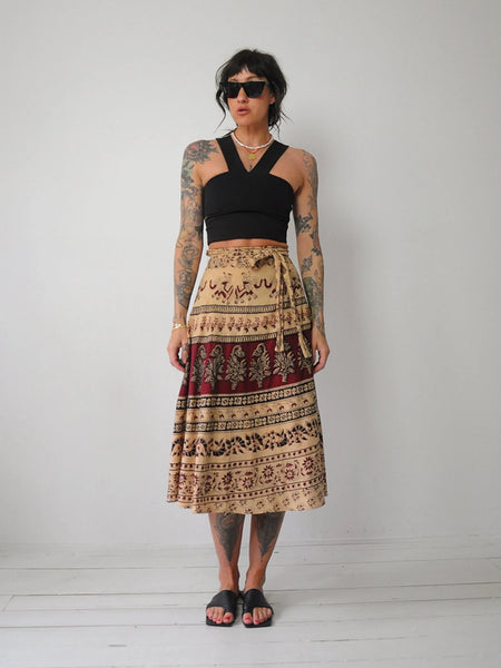 1970's Cotton Batik Wrap Skirt