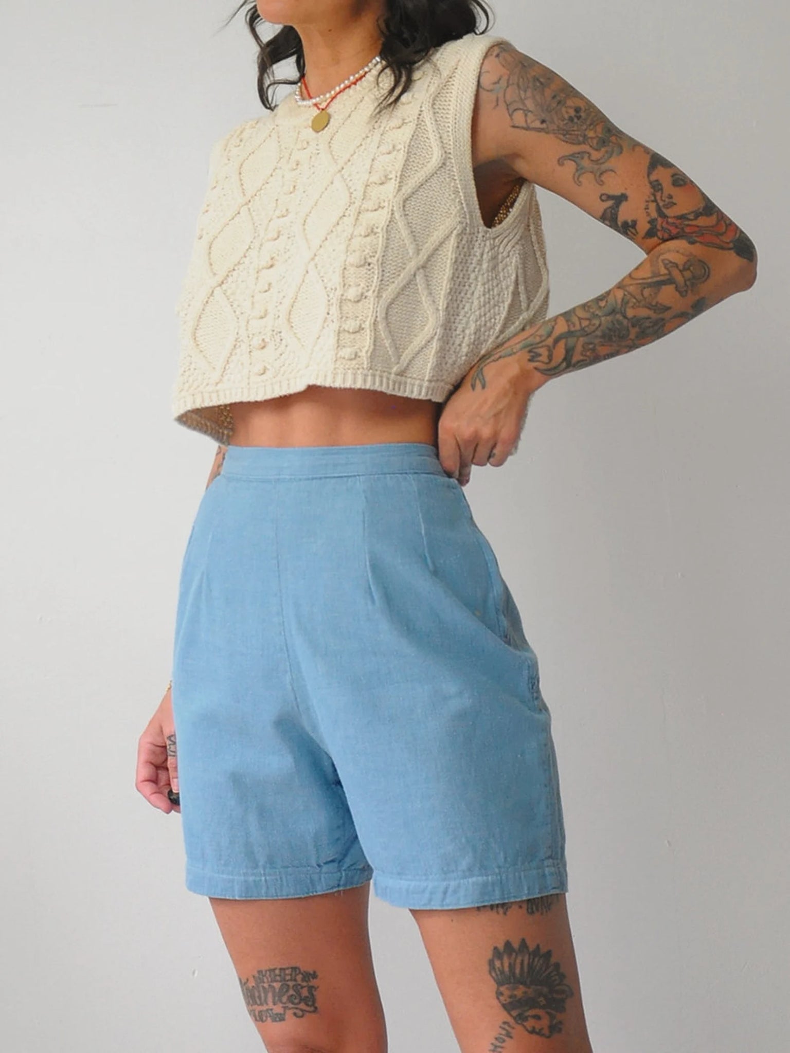 1950's Sky Blue Side Zip Shorts