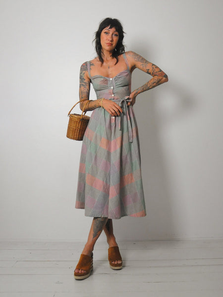 1970's Rainbow Plaid Sundress