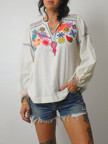 1970's Gemma Floral Embroidered Tunic