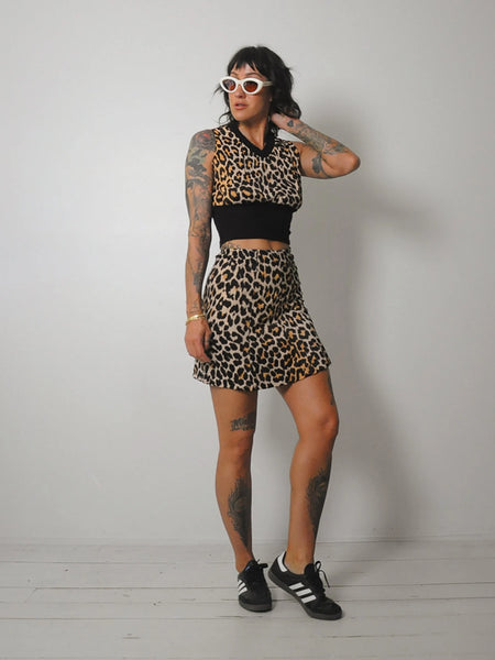 1970s Leopard 2 piece Skirt Set