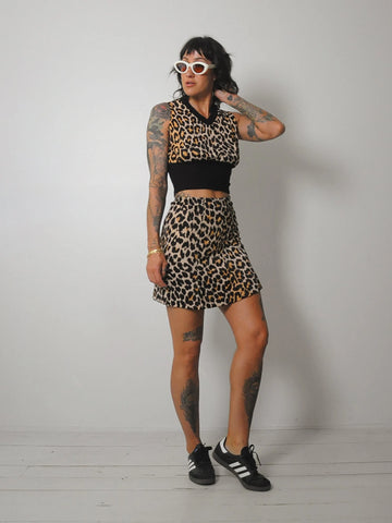 1970s Leopard 2 piece Skirt Set