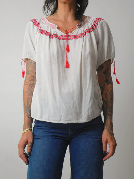 1970's Embroidered Peasant Blouse