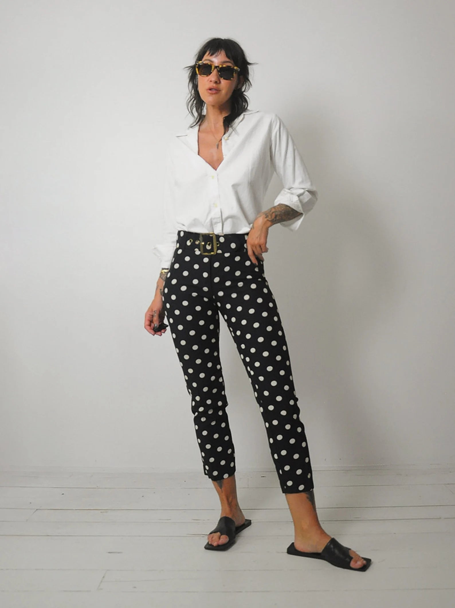 1960's Navy Polka Dot Cigarette Pants