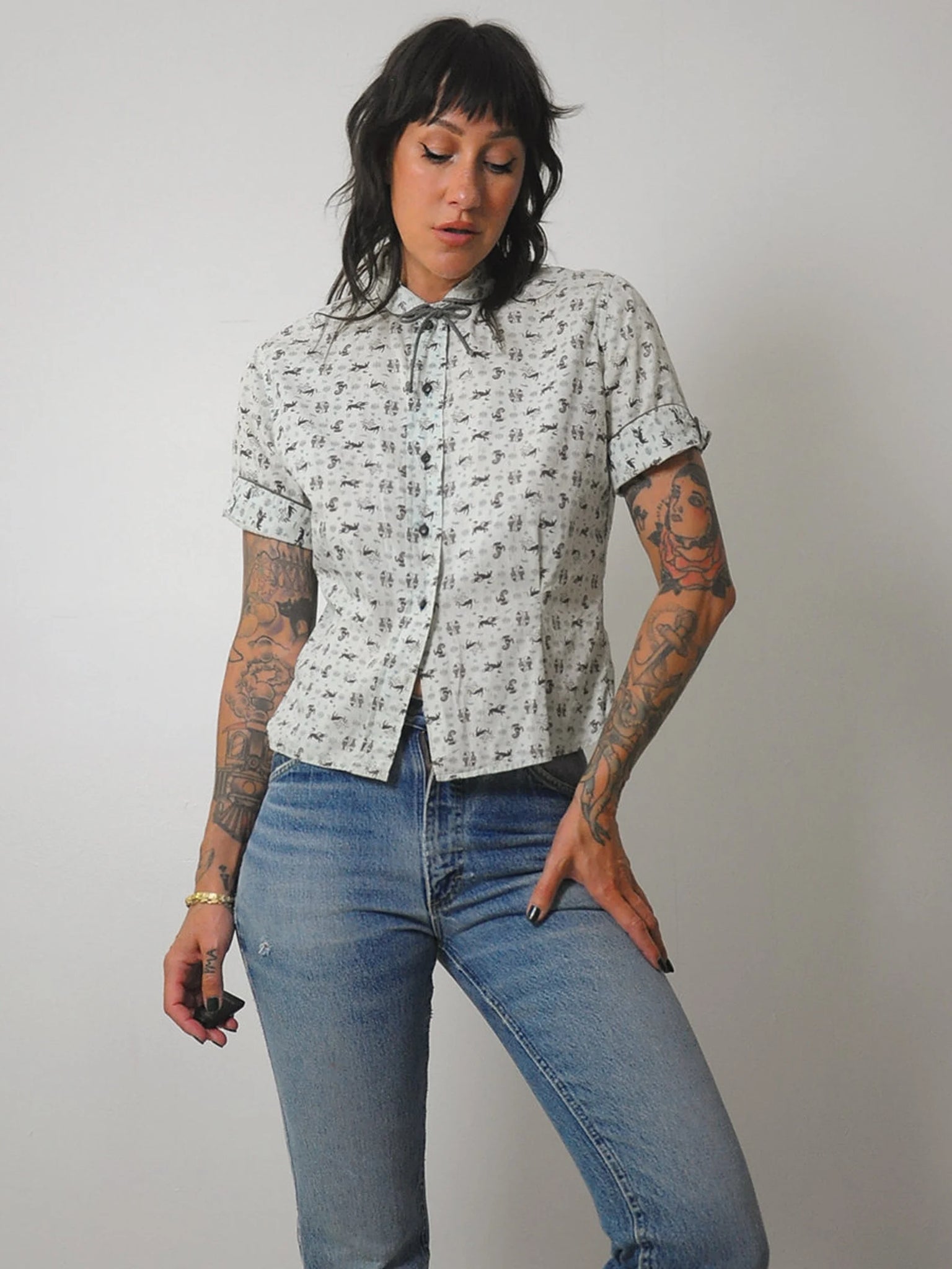 1950's Zodiac Print Blouse