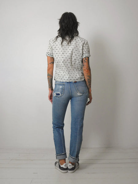 1950's Zodiac Print Blouse