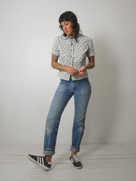 1950's Zodiac Print Blouse