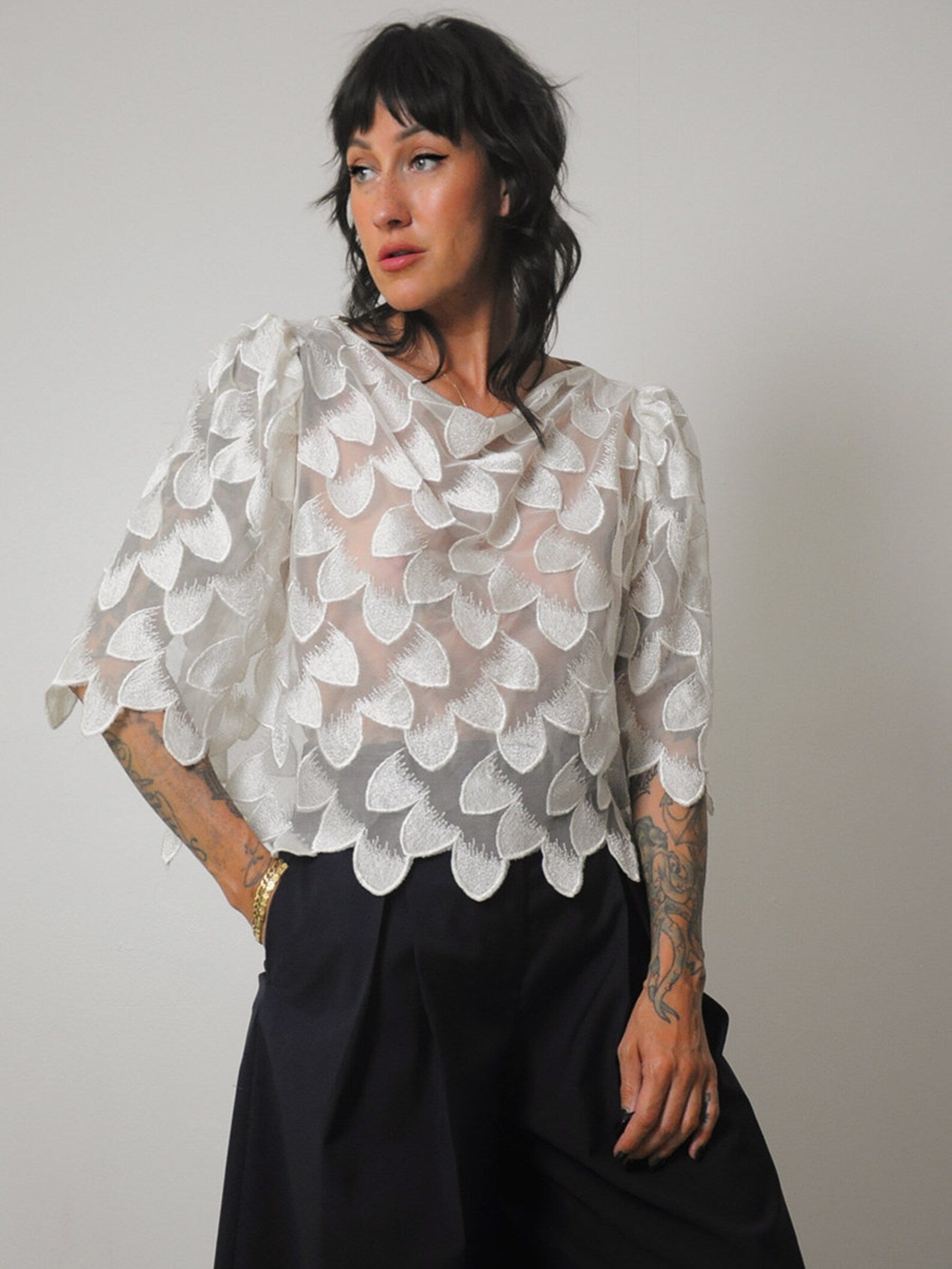 1980's Sheer Scallop Blouse