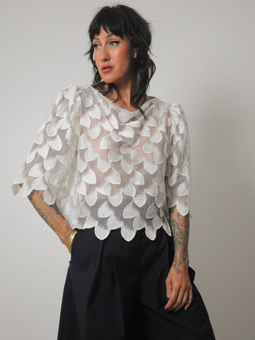 1980's Sheer Scallop Blouse