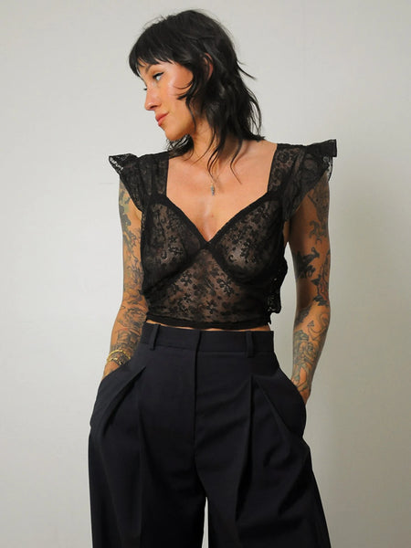 1930's/40's Black Lace Bustier Top