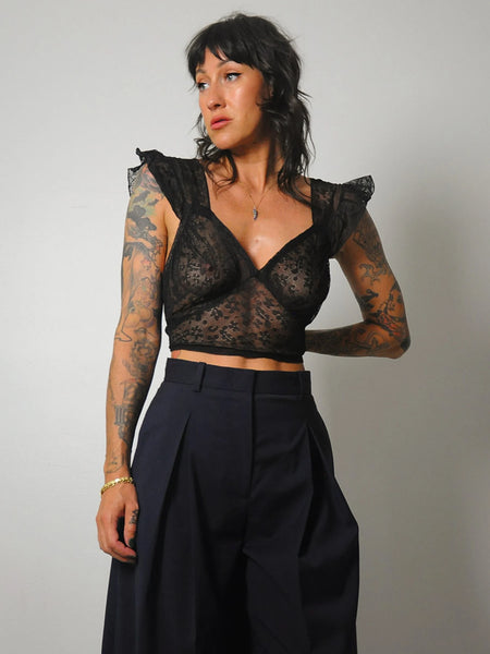 1930's/40's Black Lace Bustier Top
