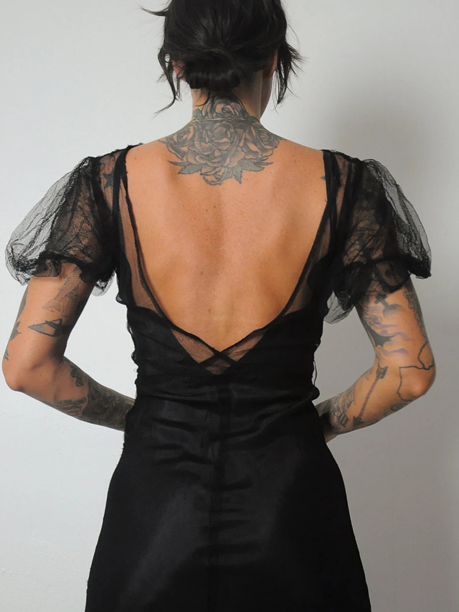 1930's Open Back Mesh Dress