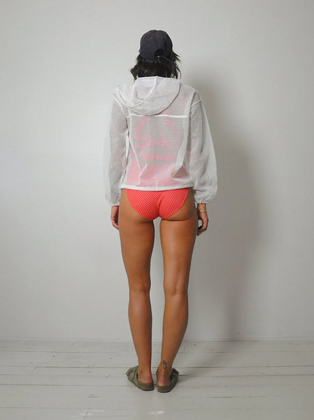 1980's White Mesh Swim Hoodie