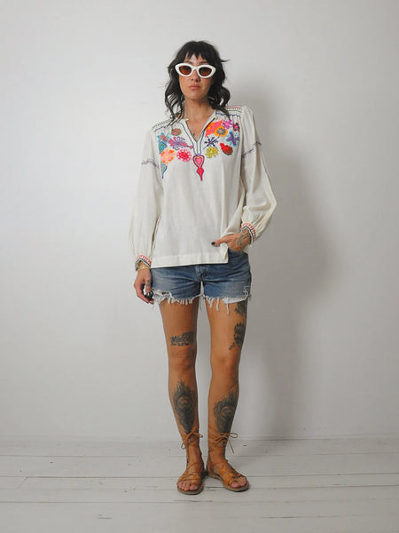 1970's Gemma Floral Embroidered Tunic
