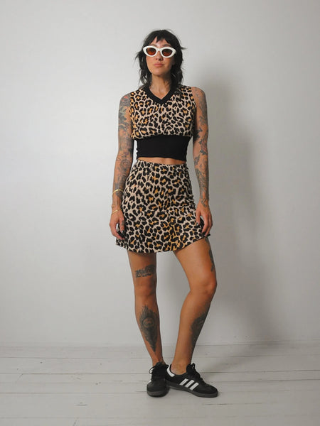 1970s Leopard 2 piece Skirt Set