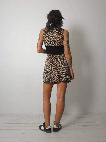 1970s Leopard 2 piece Skirt Set