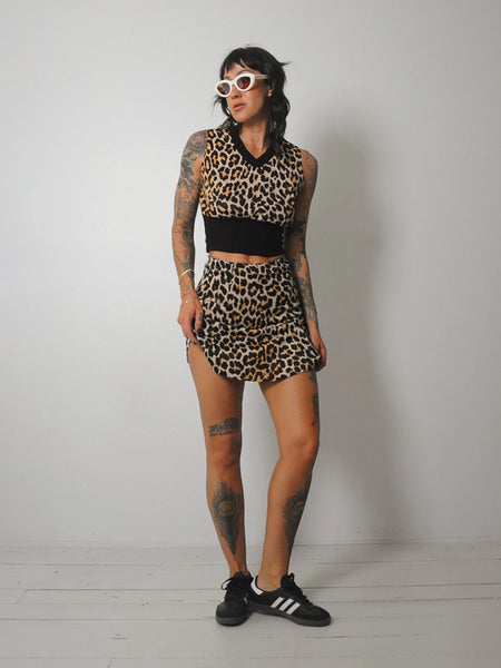 1970s Leopard 2 piece Skirt Set