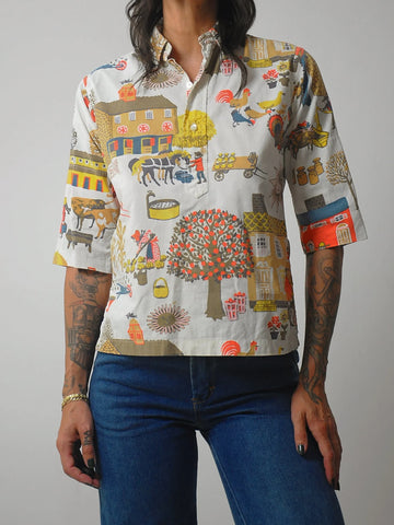1970's Life on the Farm Blouse