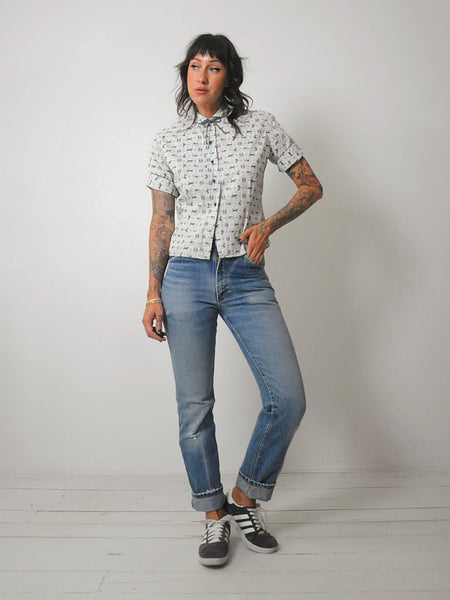 1950's Zodiac Print Blouse