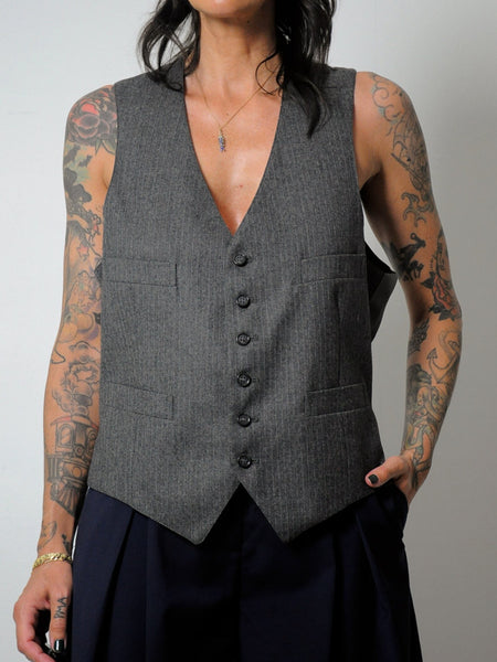 1980's Charcoal Pinstriped Vest