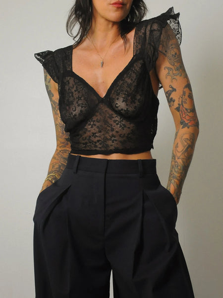 1930's/40's Black Lace Bustier Top