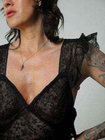 1930's/40's Black Lace Bustier Top