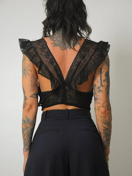1930's/40's Black Lace Bustier Top