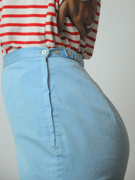 1950's Baby Blue Side Zip Shorts