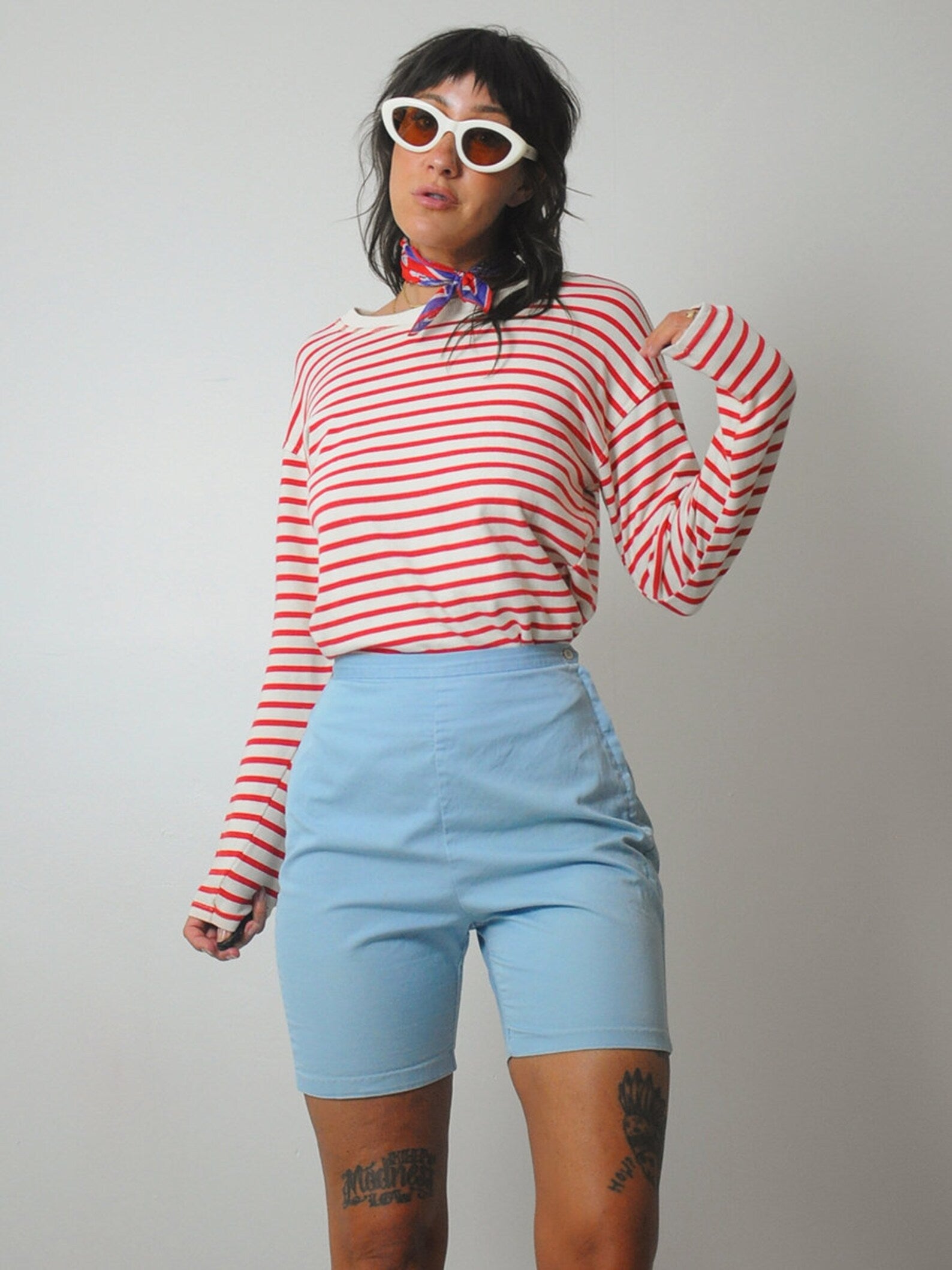 1950's Baby Blue Side Zip Shorts