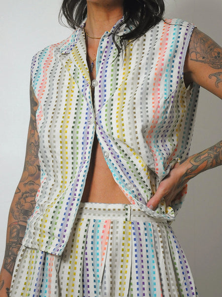 1950's Rainbow Woven 2 Piece Skirt Set