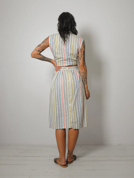 1950's Rainbow Woven 2 Piece Skirt Set