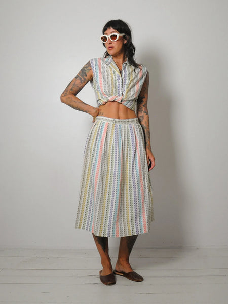 1950's Rainbow Woven 2 Piece Skirt Set