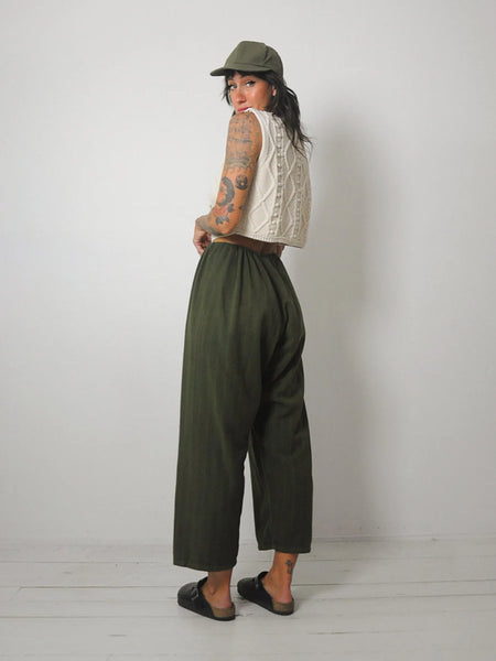 1970's Striped Woven Drawstring Pants