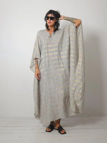 1970's Gold Striped Caftan Dress