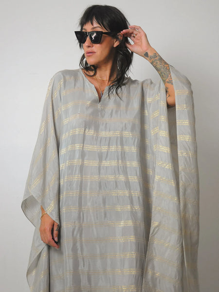 1970's Gold Striped Caftan Dress