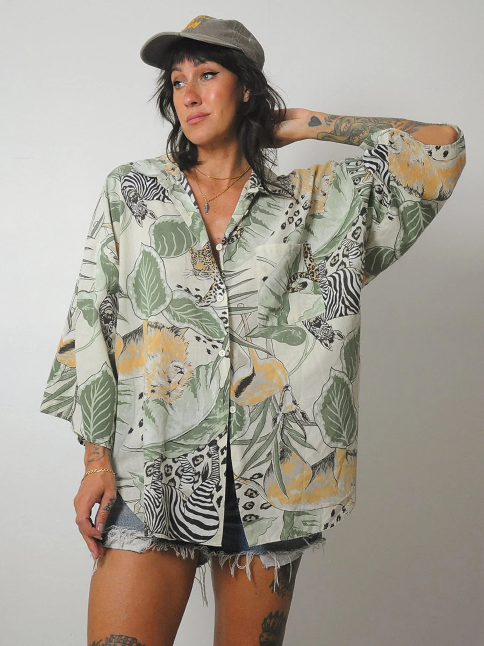 1980's Jungle Animal Print Blouse