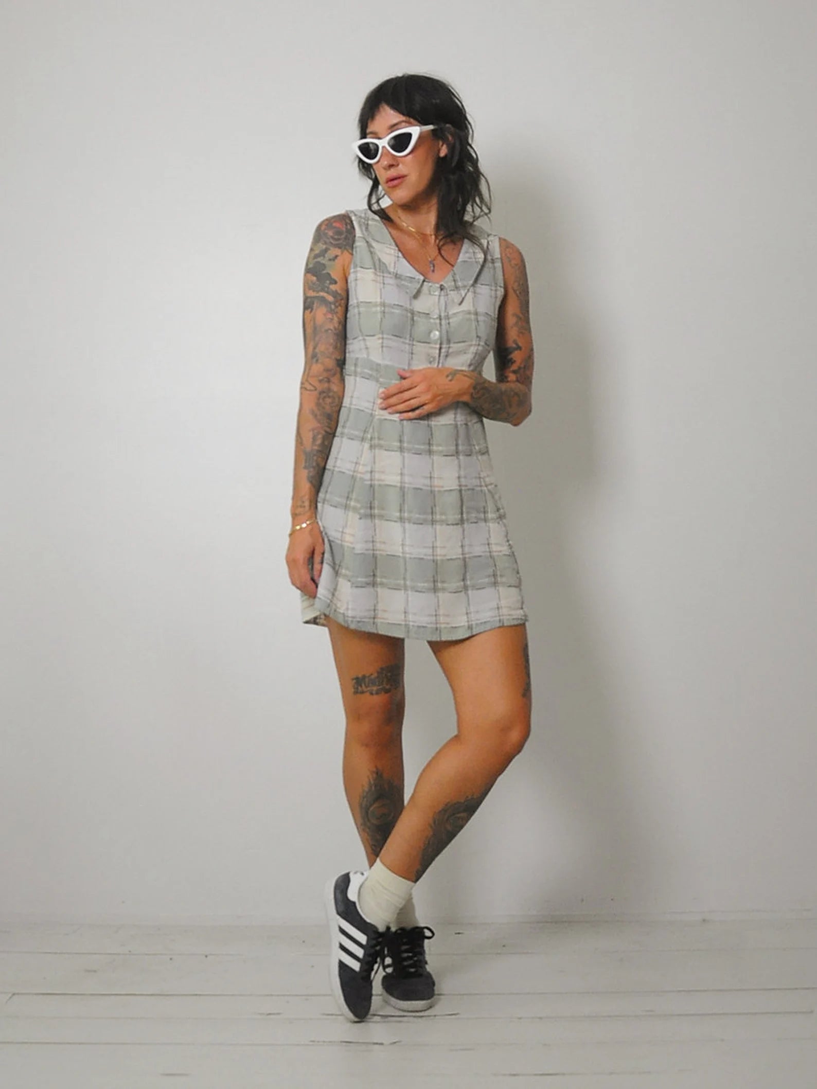 1990's Plaid Babydoll Dress