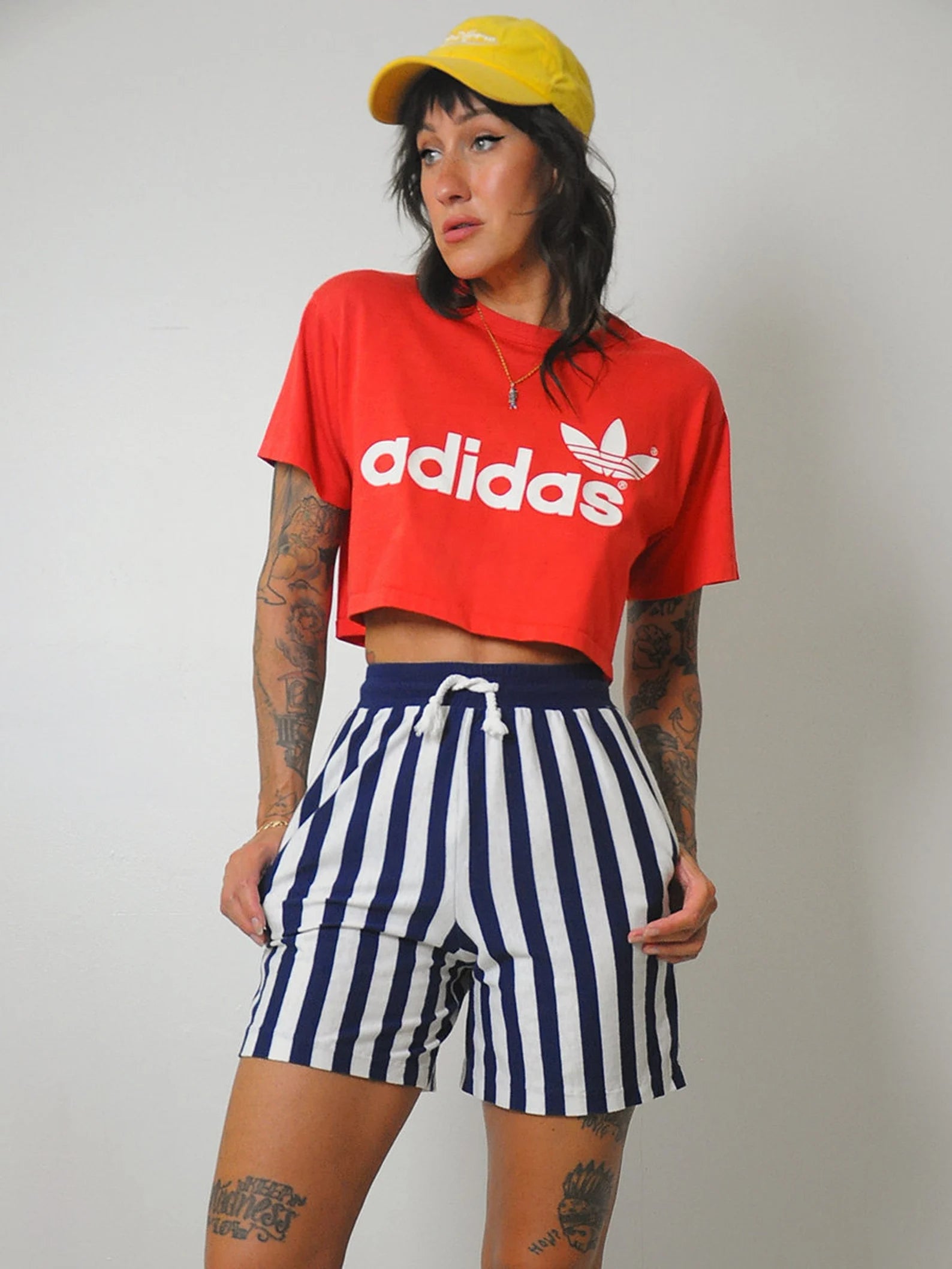 1980's Navy Striped Sweat Shorts