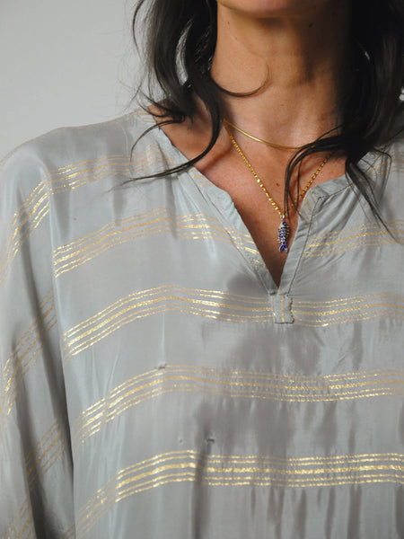 1970's Gold Striped Caftan Dress