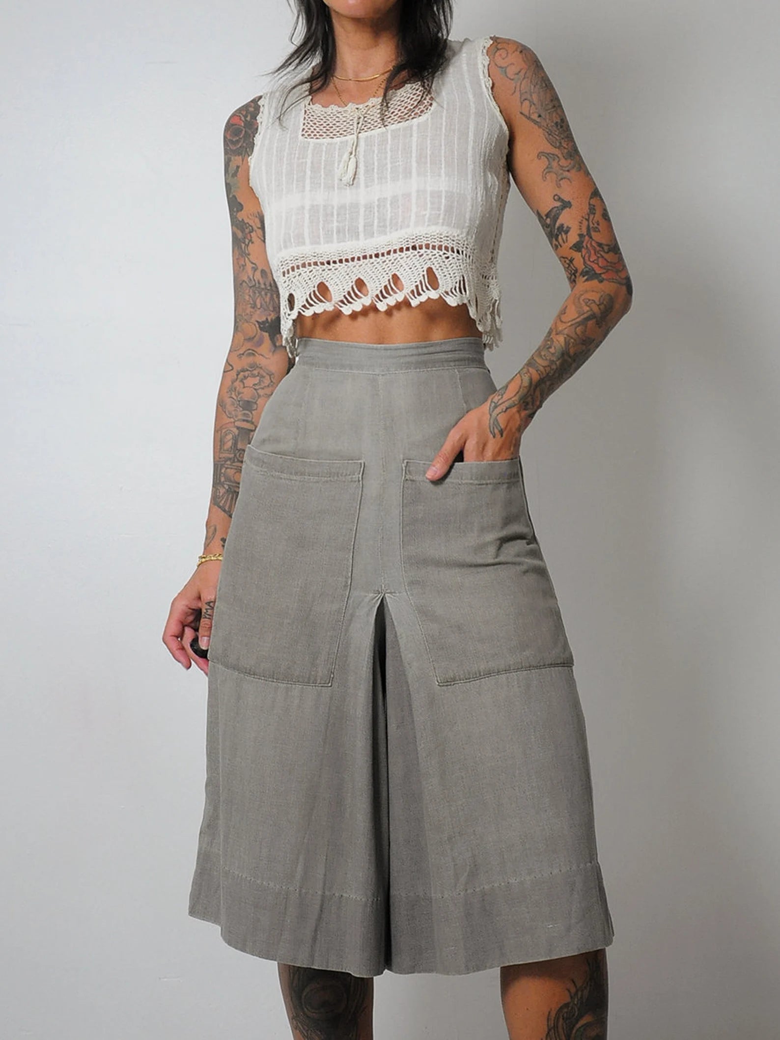 1940's Wide Leg Pleated Shorts