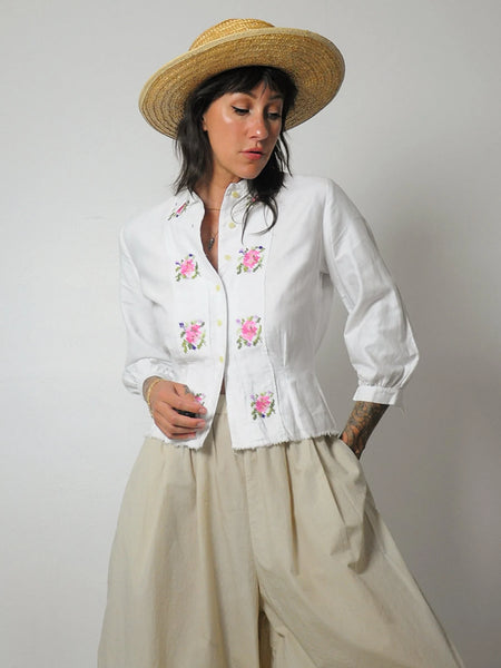 1950's Floral Embroidered Blouse