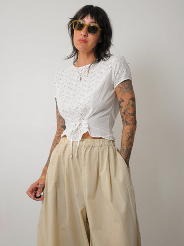 1950's White Eyelet Peplum Blouse